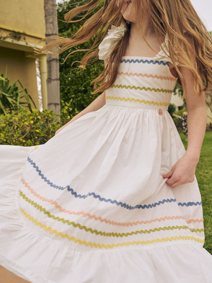 Angel & Rocket White Monique Ric Rac Detail Maxi Dress image 3