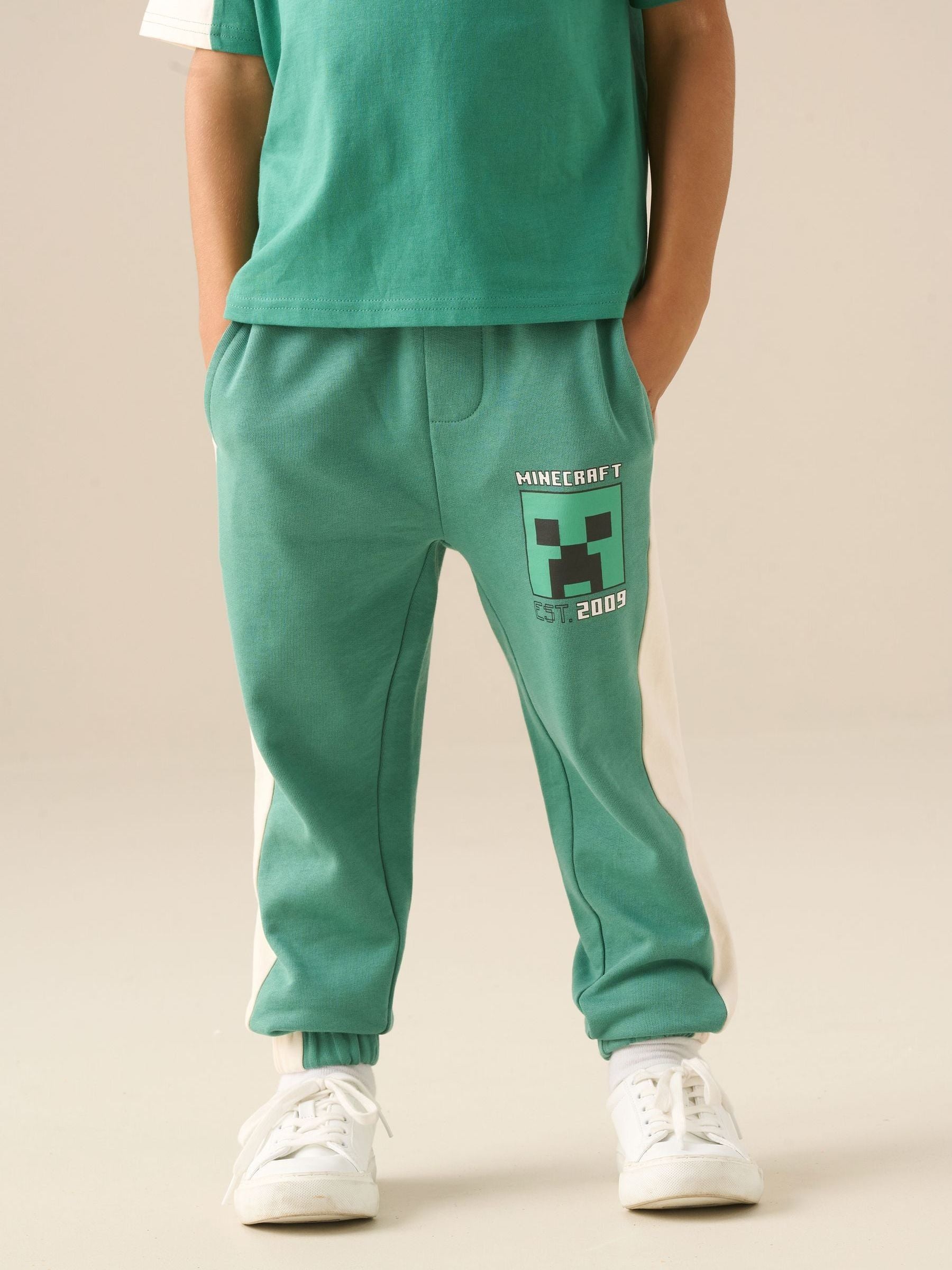 Dsiney Kidz - Angel & Rocket Green Minecraft Side Stripe Joggers image 1