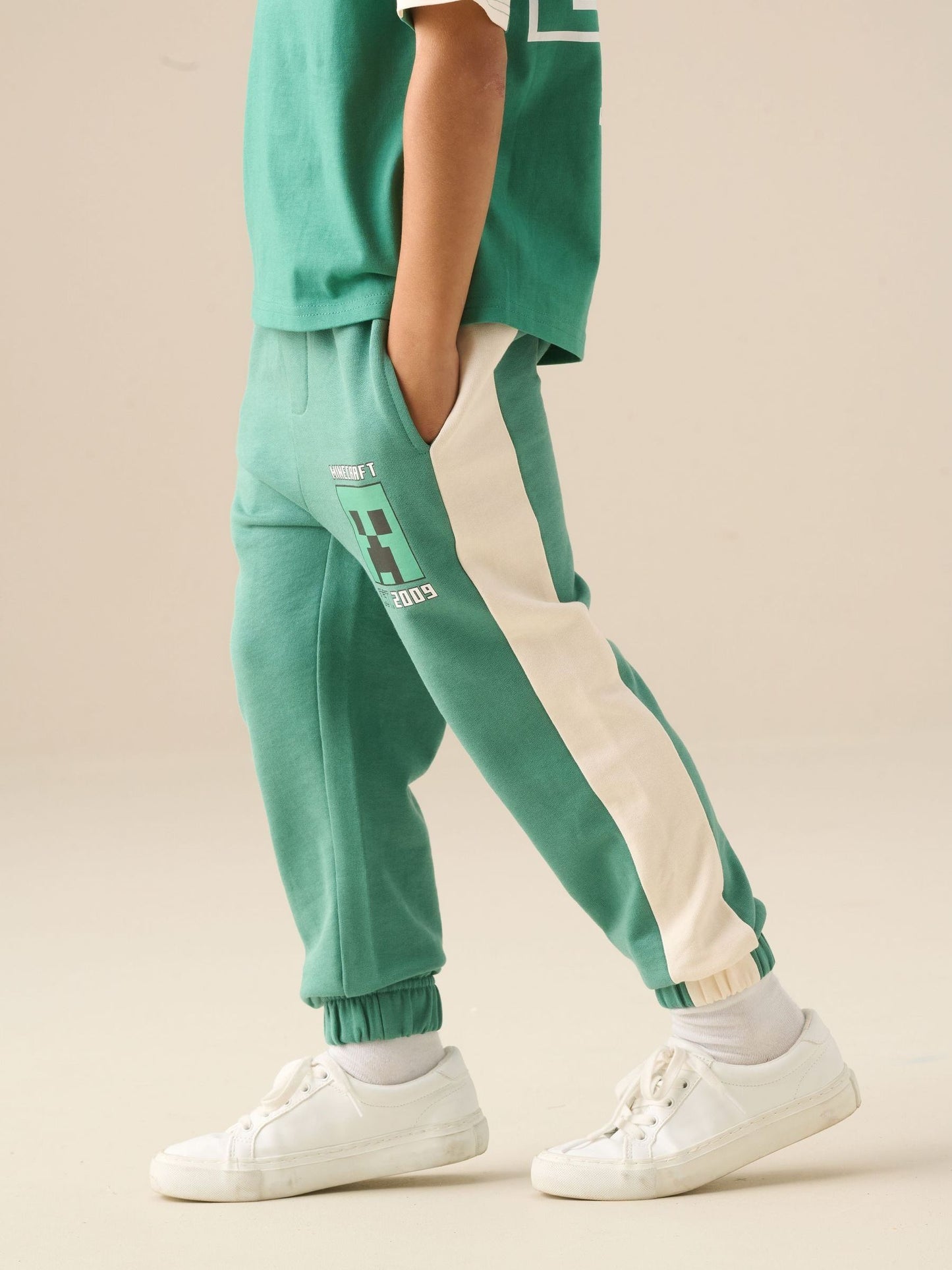 Dsiney Kidz - Angel & Rocket Green Minecraft Side Stripe Joggers image 3