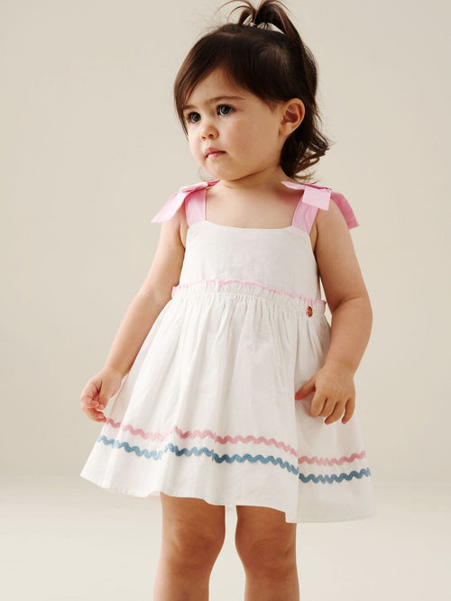 Dsiney Kidz - Angel & Rocket Natural Kyra Ric Rac Trim Frill Dress & Bloomer image 1