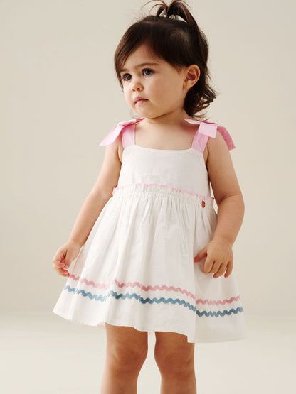 Angel & Rocket Natural Kyra Ric Rac Trim Frill Dress & Bloomer image 1