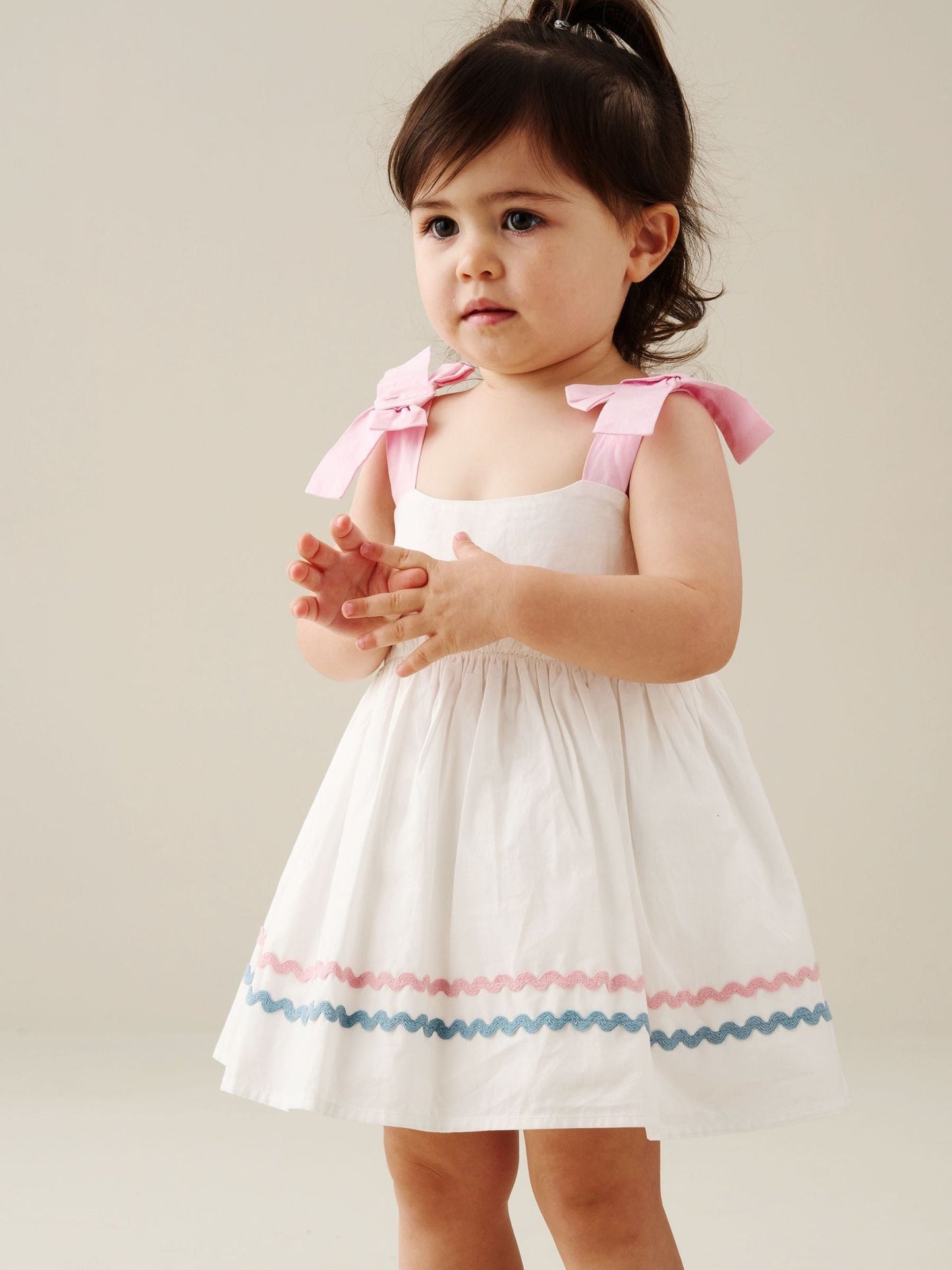 Angel & Rocket Natural Kyra Ric Rac Trim Frill Dress & Bloomer image 3