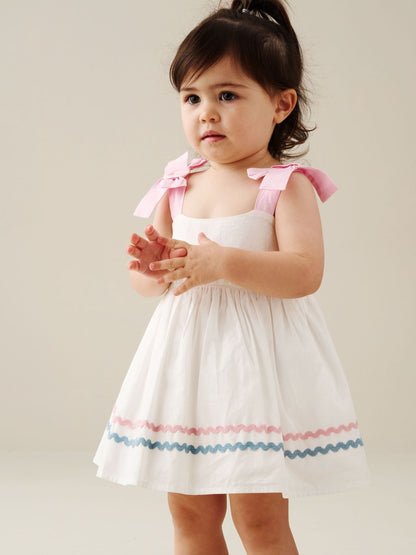 Angel & Rocket Natural Kyra Ric Rac Trim Frill Dress & Bloomer image 3