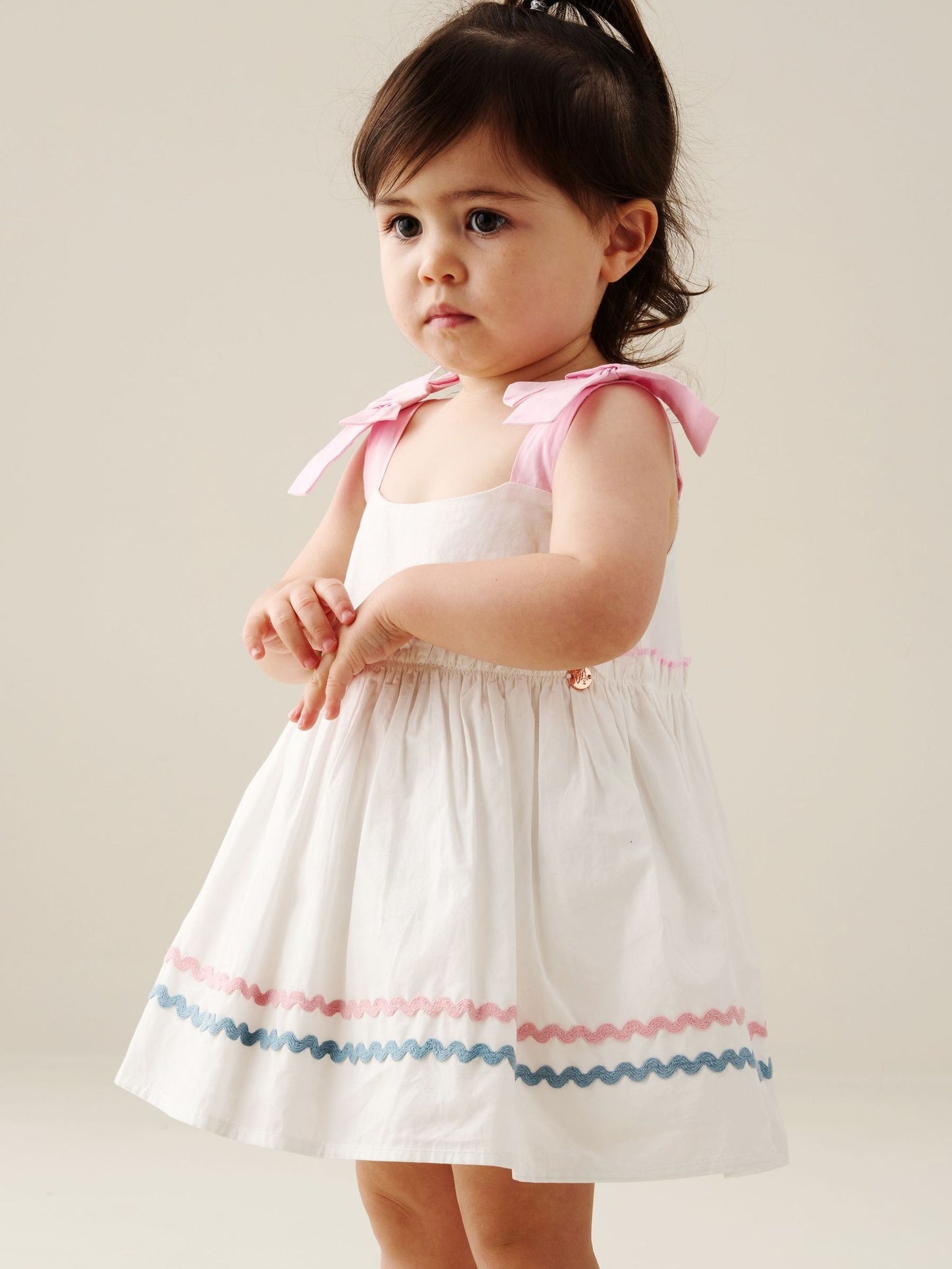 Angel & Rocket Natural Kyra Ric Rac Trim Frill Dress & Bloomer image 4