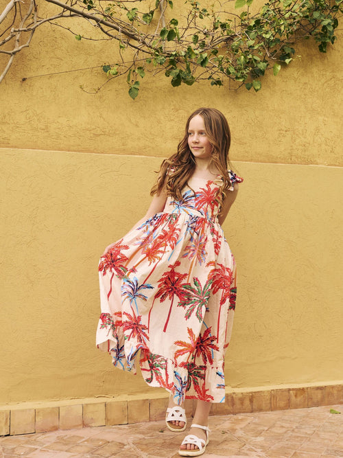 Dsiney Kidz - Angel & Rocket White Rae Palm Print Ruffle Strap Dress image 1