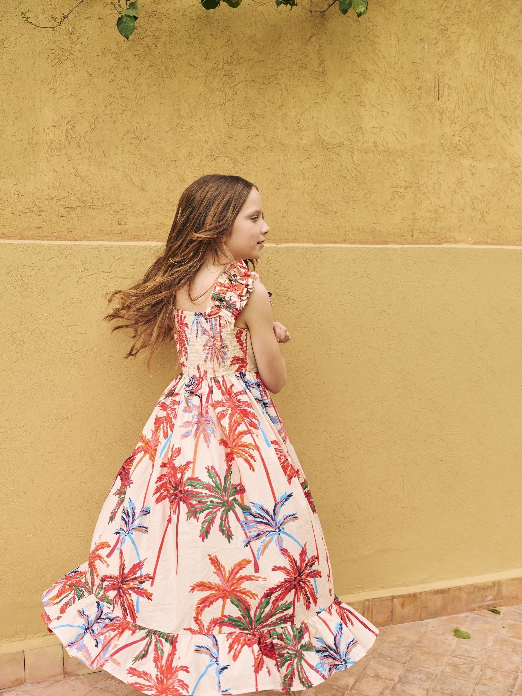 Angel & Rocket White Rae Palm Print Ruffle Strap Dress image 2