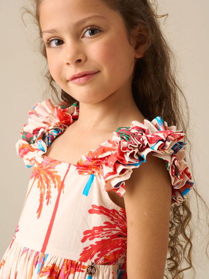 Angel & Rocket White Rae Palm Print Ruffle Strap Dress image 6
