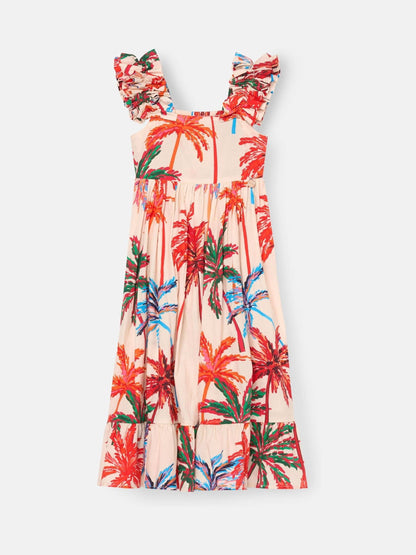 Angel & Rocket White Rae Palm Print Ruffle Strap Dress image 8