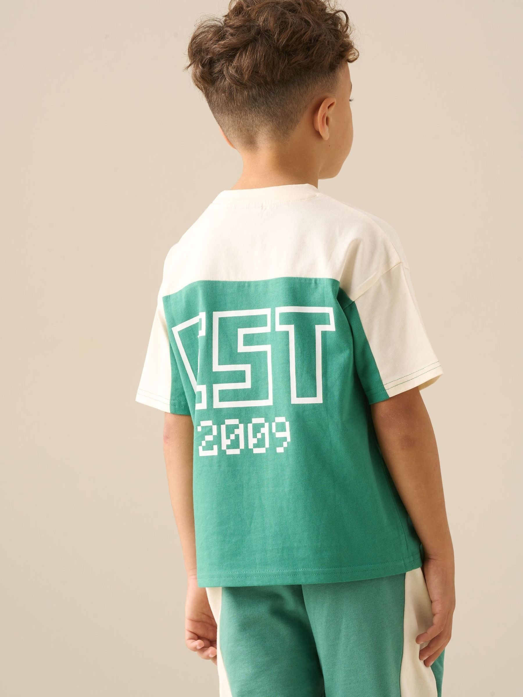 Dsiney Kidz - Angel & Rocket Green Minecraft Oversized Varsity T-Shirt image 1