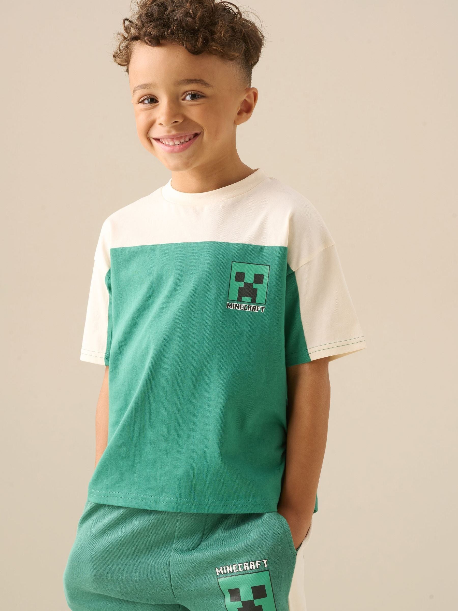 Dsiney Kidz - Angel & Rocket Green Minecraft Oversized Varsity T-Shirt image 2