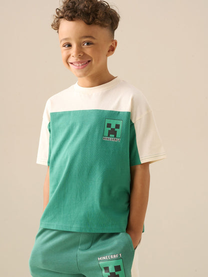 Dsiney Kidz - Angel & Rocket Green Minecraft Oversized Varsity T-Shirt image 2