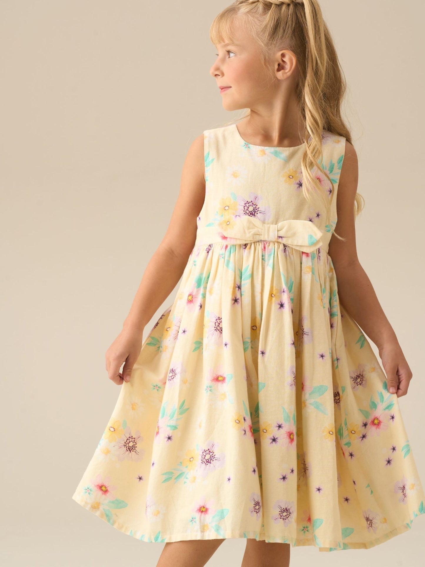 Angel & Rocket Natural Edie Linen Floral Dress image 1