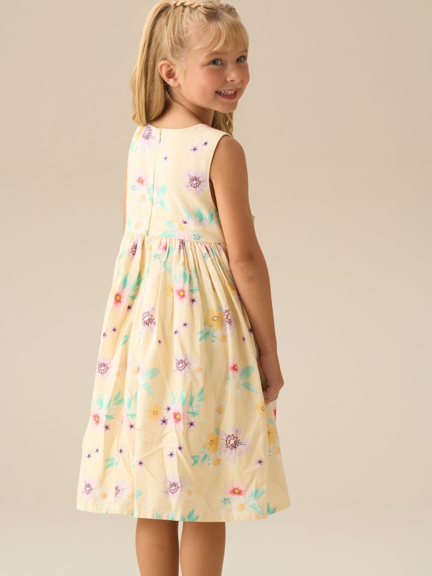 Angel & Rocket Natural Edie Linen Floral Dress image 2