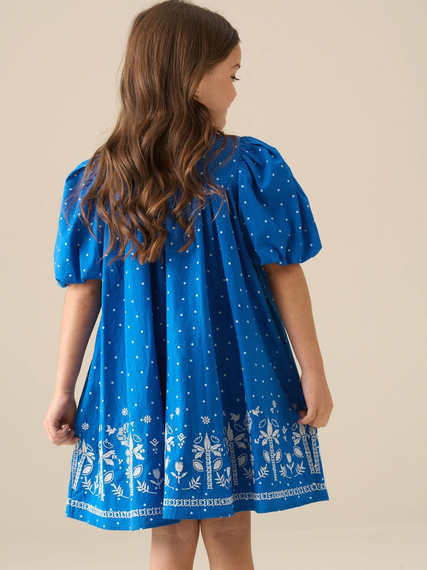 Angel & Rocket Blue Josie Palm Embroidered Swing Dress image 3
