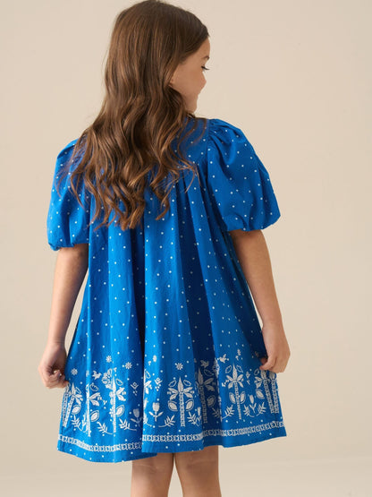 Angel & Rocket Blue Josie Palm Embroidered Swing Dress image 3
