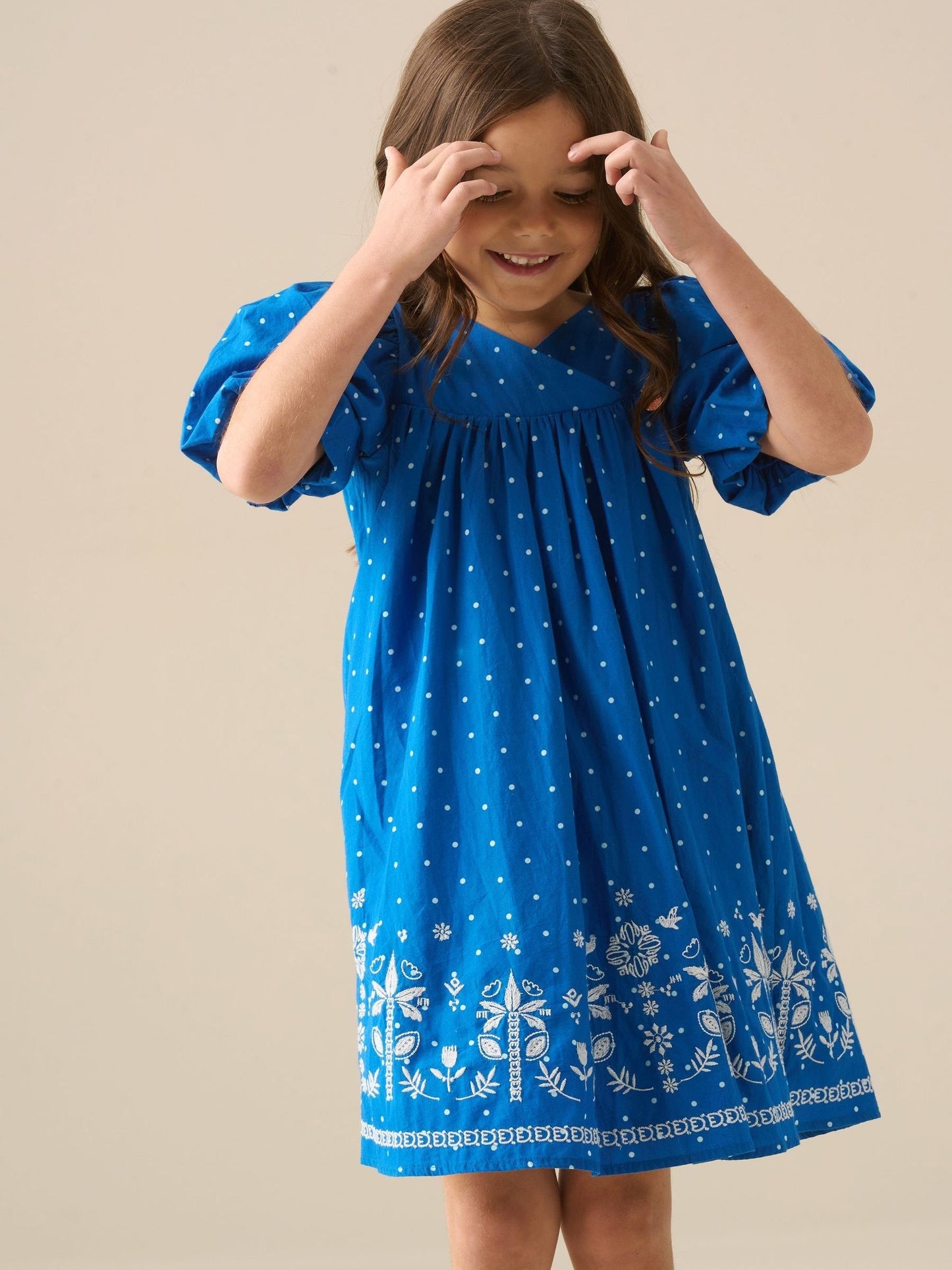 Angel & Rocket Blue Josie Palm Embroidered Swing Dress image 4