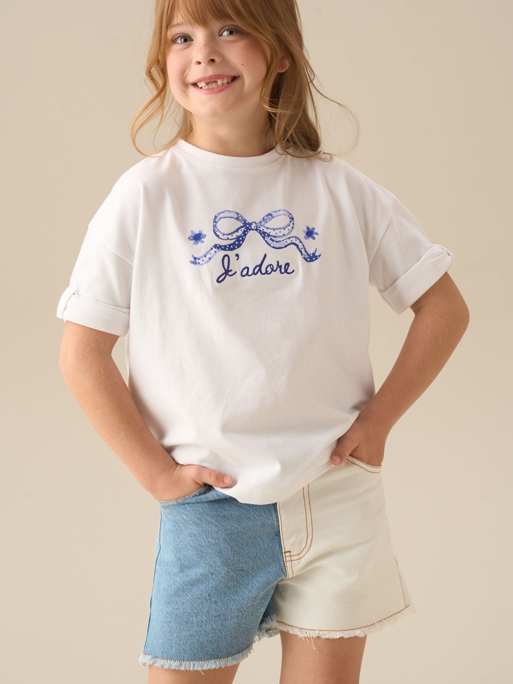Dsiney Kidz - Angel & Rocket Blue Rafaela Contrast Wash Denim Shorts image 2