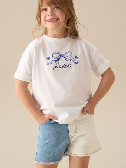 Dsiney Kidz - Angel & Rocket Blue Rafaela Contrast Wash Denim Shorts image 2