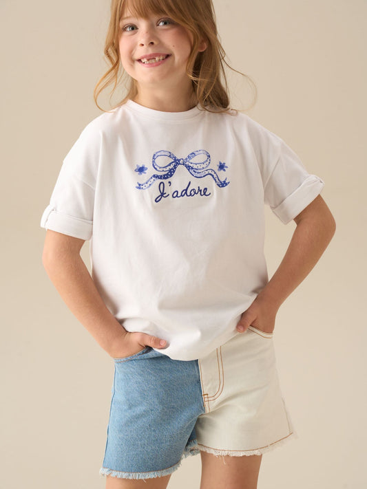 Dsiney Kidz - Angel & Rocket Blue Rafaela Contrast Wash Denim Shorts image 2