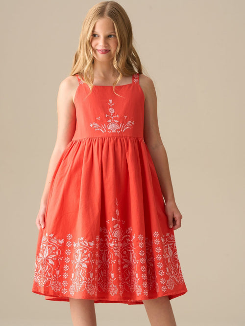 Dsiney Kidz - Angel & Rocket Red Pippa Red Embroidered Dress image 1