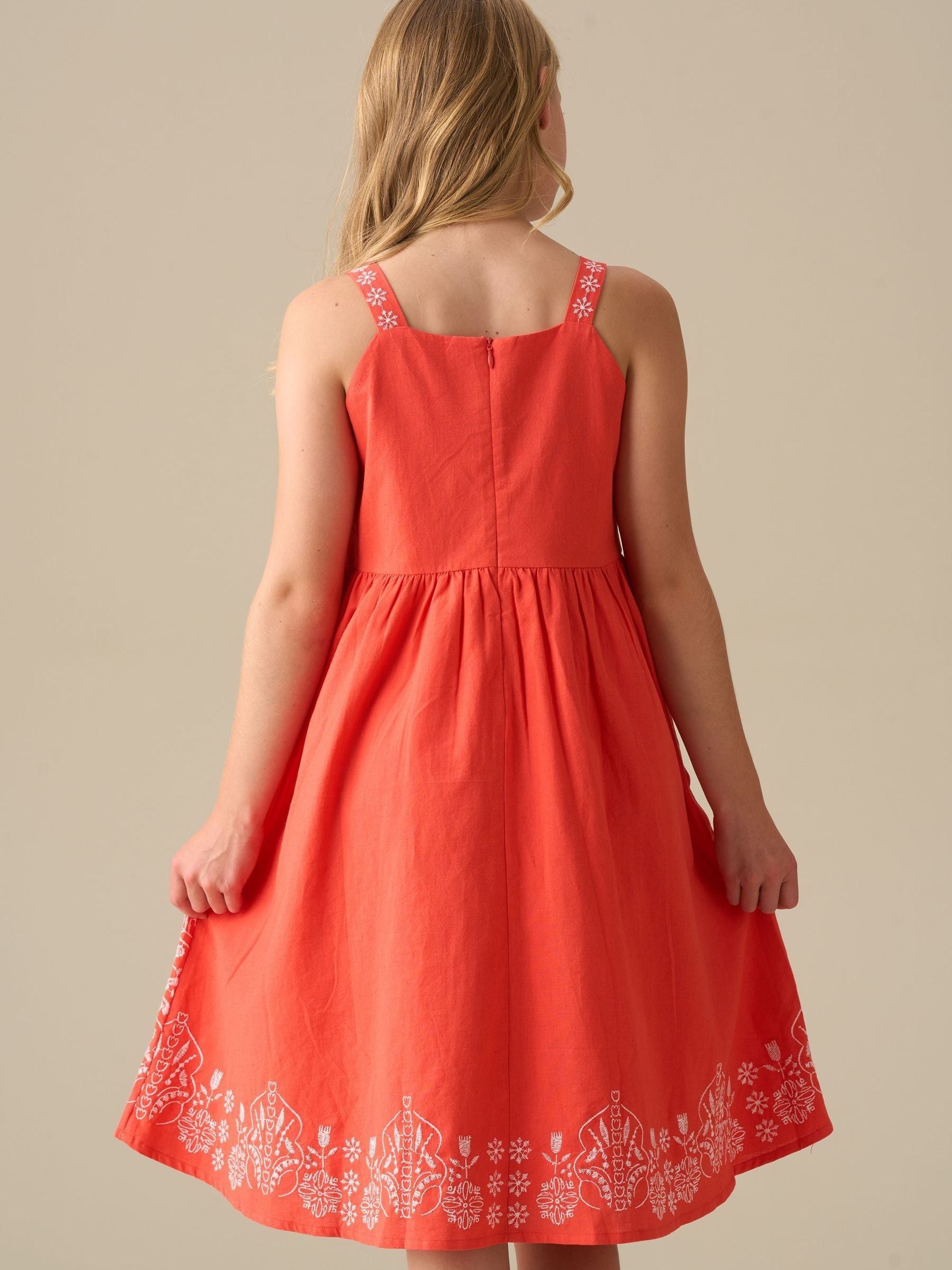 Angel & Rocket Red Pippa Red Embroidered Dress image 3