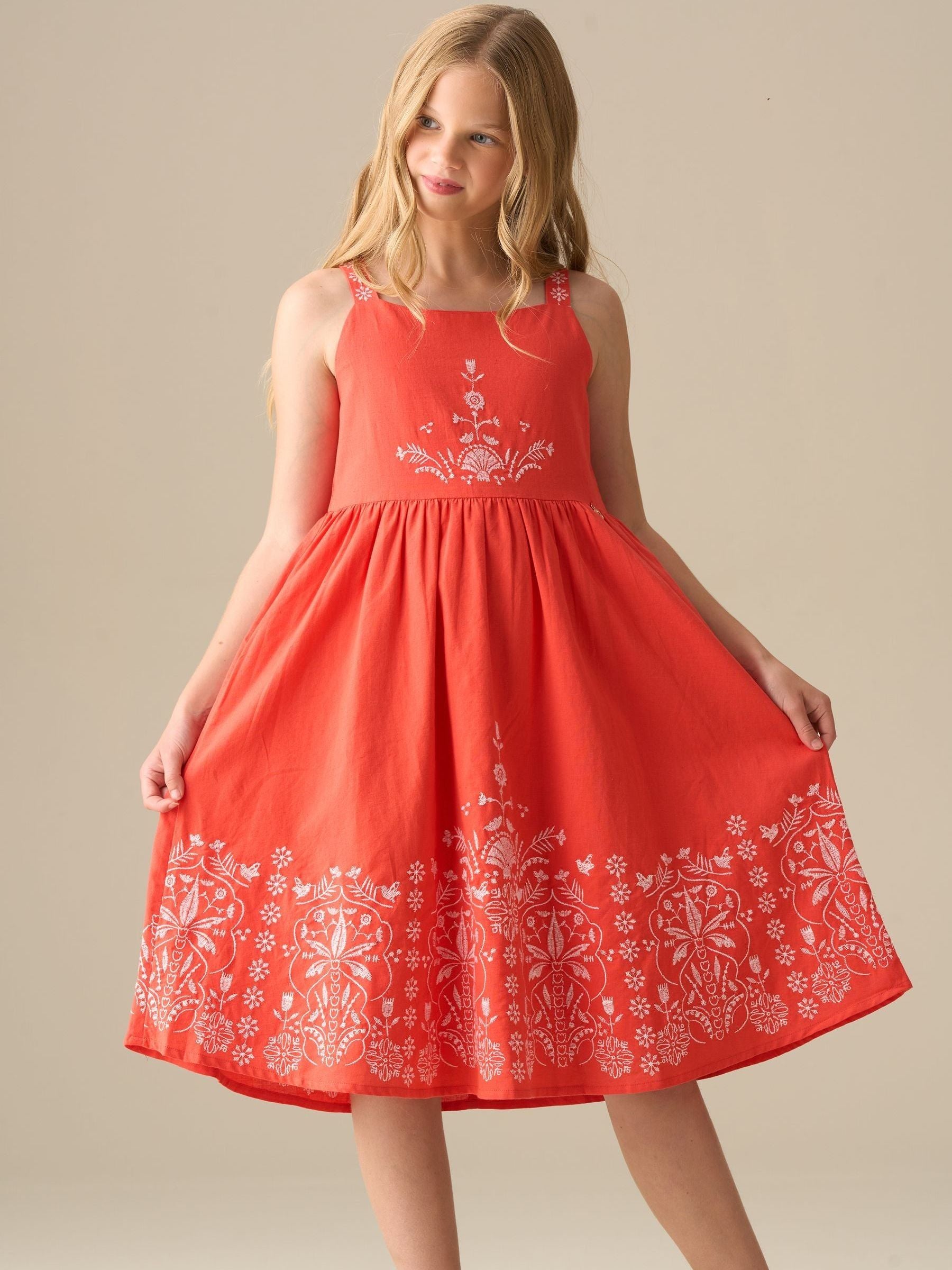 Angel & Rocket Red Pippa Red Embroidered Dress image 4
