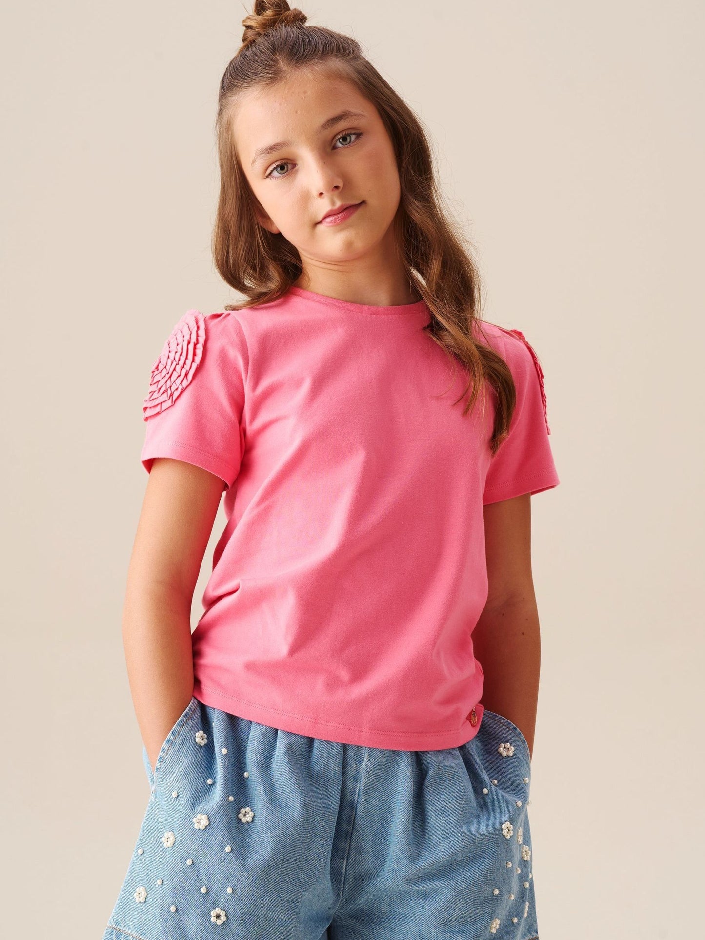 Dsiney Kidz - Angel & Rocket Pink Nila Flower Corsage T-Shirt image 1