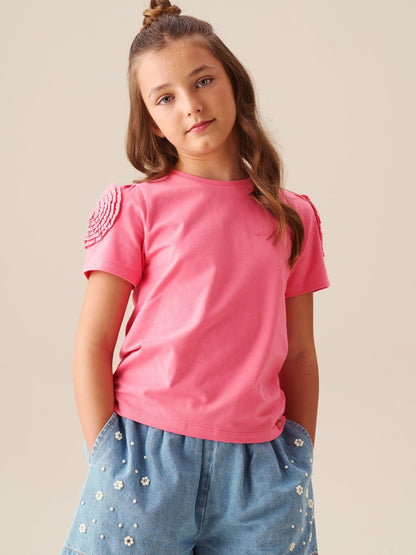 Dsiney Kidz - Angel & Rocket Pink Nila Flower Corsage T-Shirt image 1