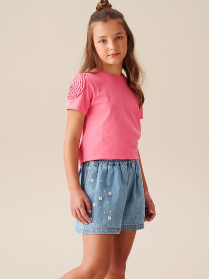 Dsiney Kidz - Angel & Rocket Pink Nila Flower Corsage T-Shirt image 2