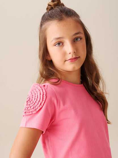 Dsiney Kidz - Angel & Rocket Pink Nila Flower Corsage T-Shirt image 3