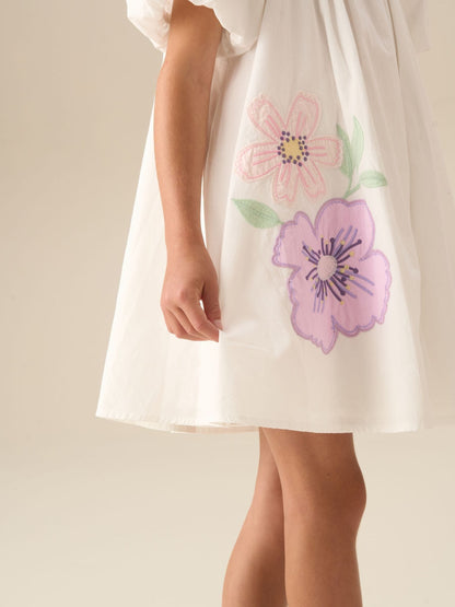 Angel & Rocket White Coletta Puff Sleeve Swing Dress image 3