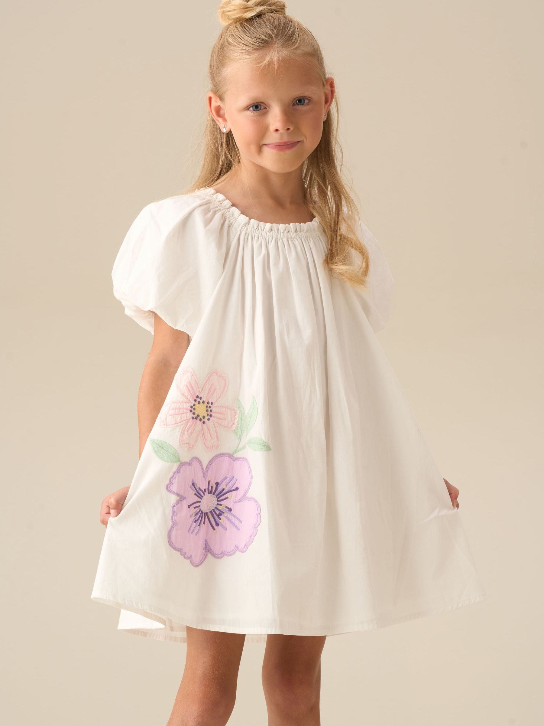 Angel & Rocket White Coletta Puff Sleeve Swing Dress image 6