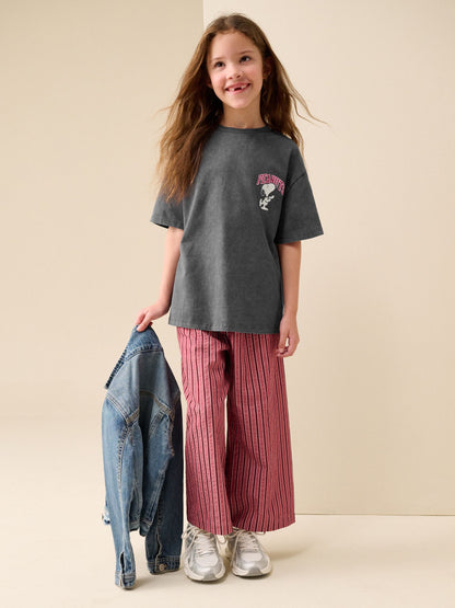 Dsiney Kidz - Charcoal Grey Peanuts Snoopy License Oversized Graphic T-Shirt (3-16yrs) image 2