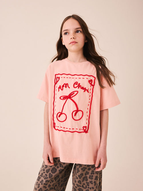 Dsiney Kidz - Pink Cornelli Cherry Oversized Graphic T-Shirt (3-16yrs) image 1