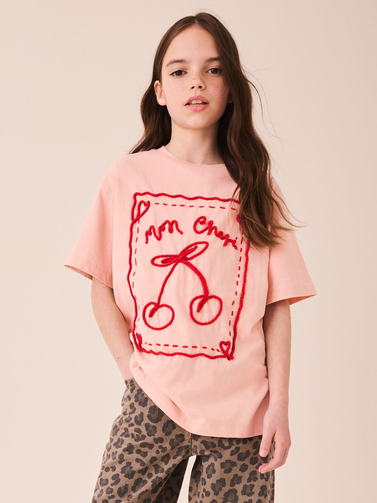 Dsiney Kidz - Pink Cornelli Cherry Oversized Graphic T-Shirt (3-16yrs) image 2