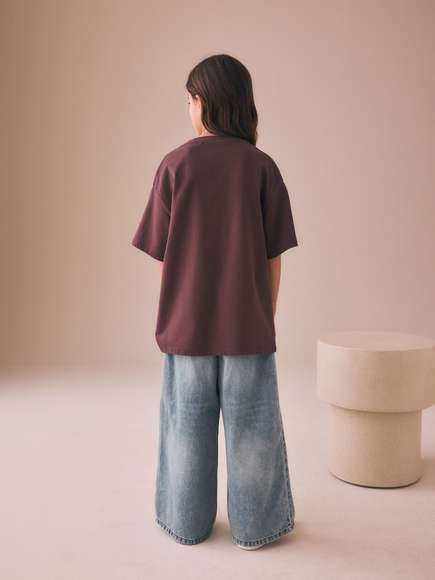 Dsiney Kidz - Chocolate Brown Embroidered Oversized T-Shirt (3-16yrs) image 3