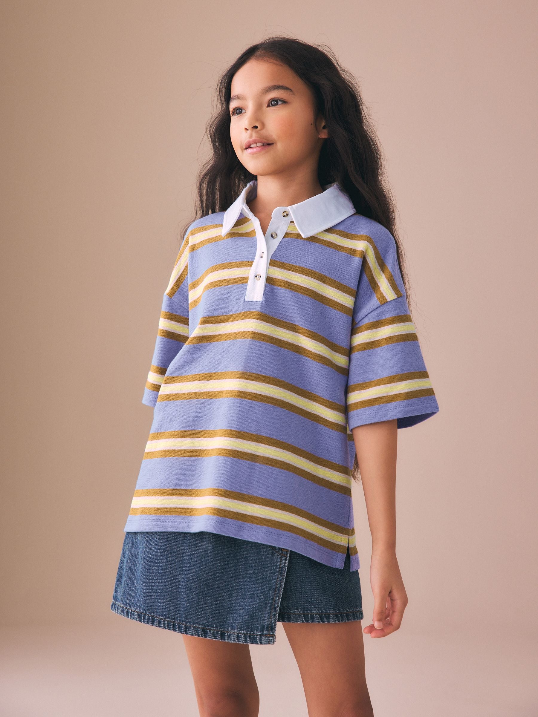 Dsiney Kidz - Purple Stripe Short Sleeve Rugby Top (3-16yrs) image 1