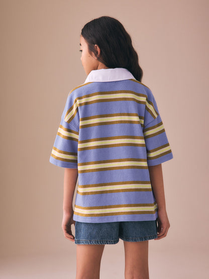 Dsiney Kidz - Purple Stripe Short Sleeve Rugby Top (3-16yrs) image 2
