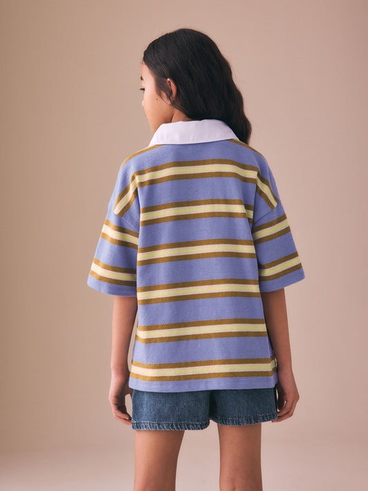 Dsiney Kidz - Purple Stripe Short Sleeve Rugby Top (3-16yrs) image 2