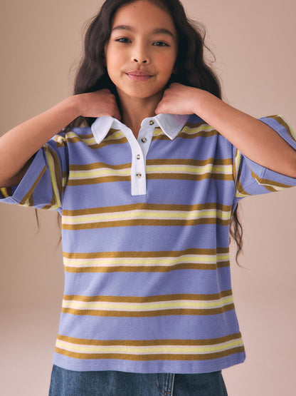 Dsiney Kidz - Purple Stripe Short Sleeve Rugby Top (3-16yrs) image 3