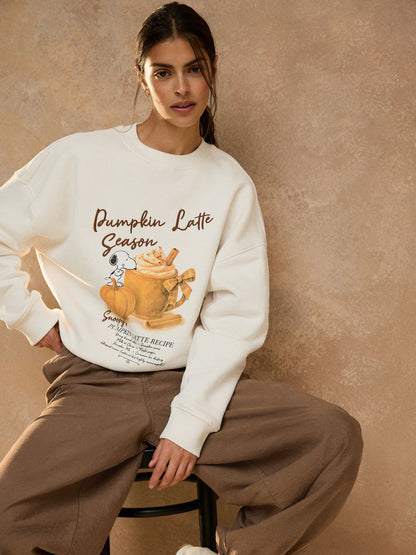 Ecru Pumpkin Latte Snoopy Licence Sweatshirt - image 1