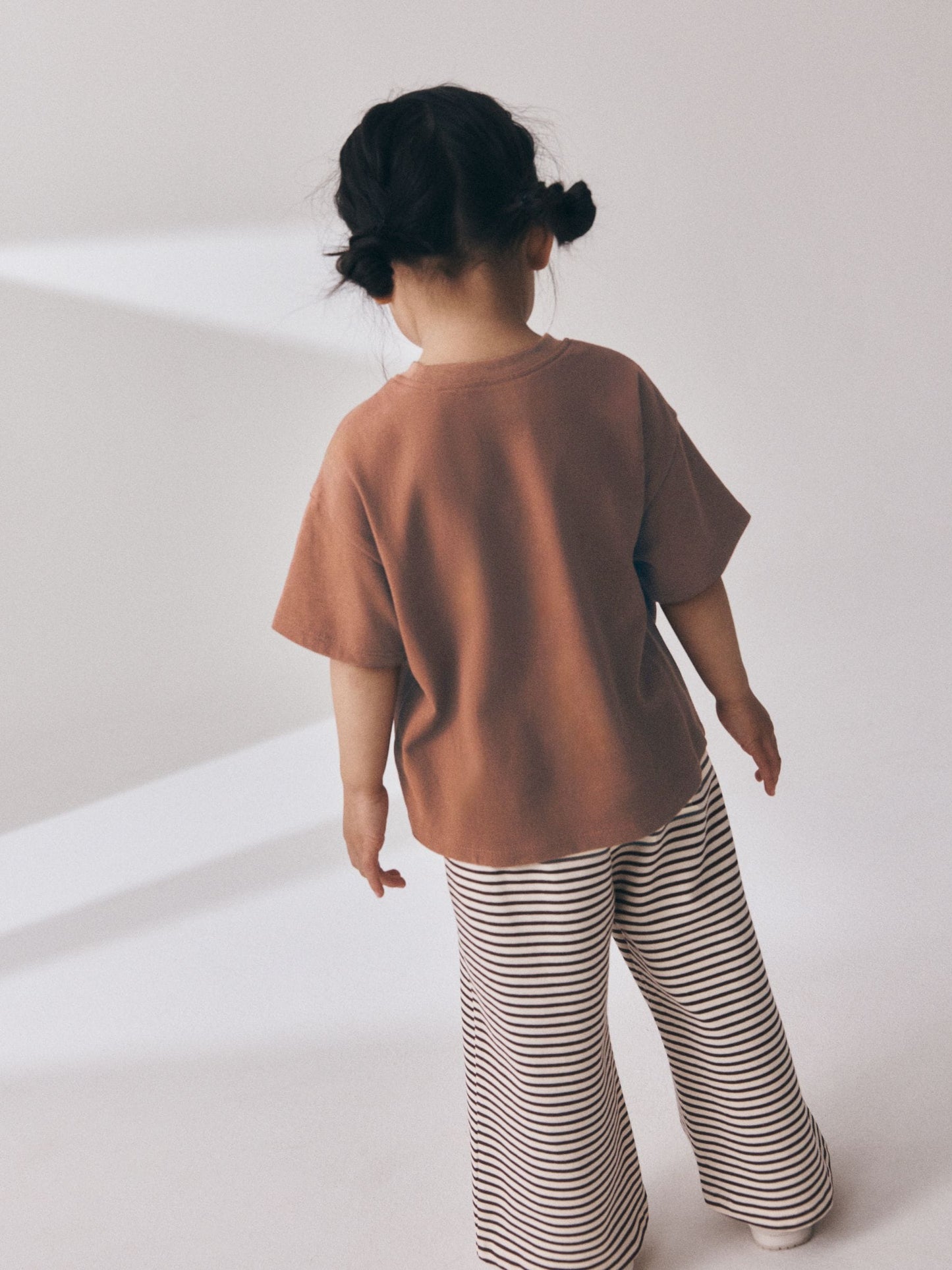 Dsiney Kidz - Brown Heart Stripe Short Sleeve T-Shirt and Wide Leg Trousers Set (3mths-7yrs) image 2