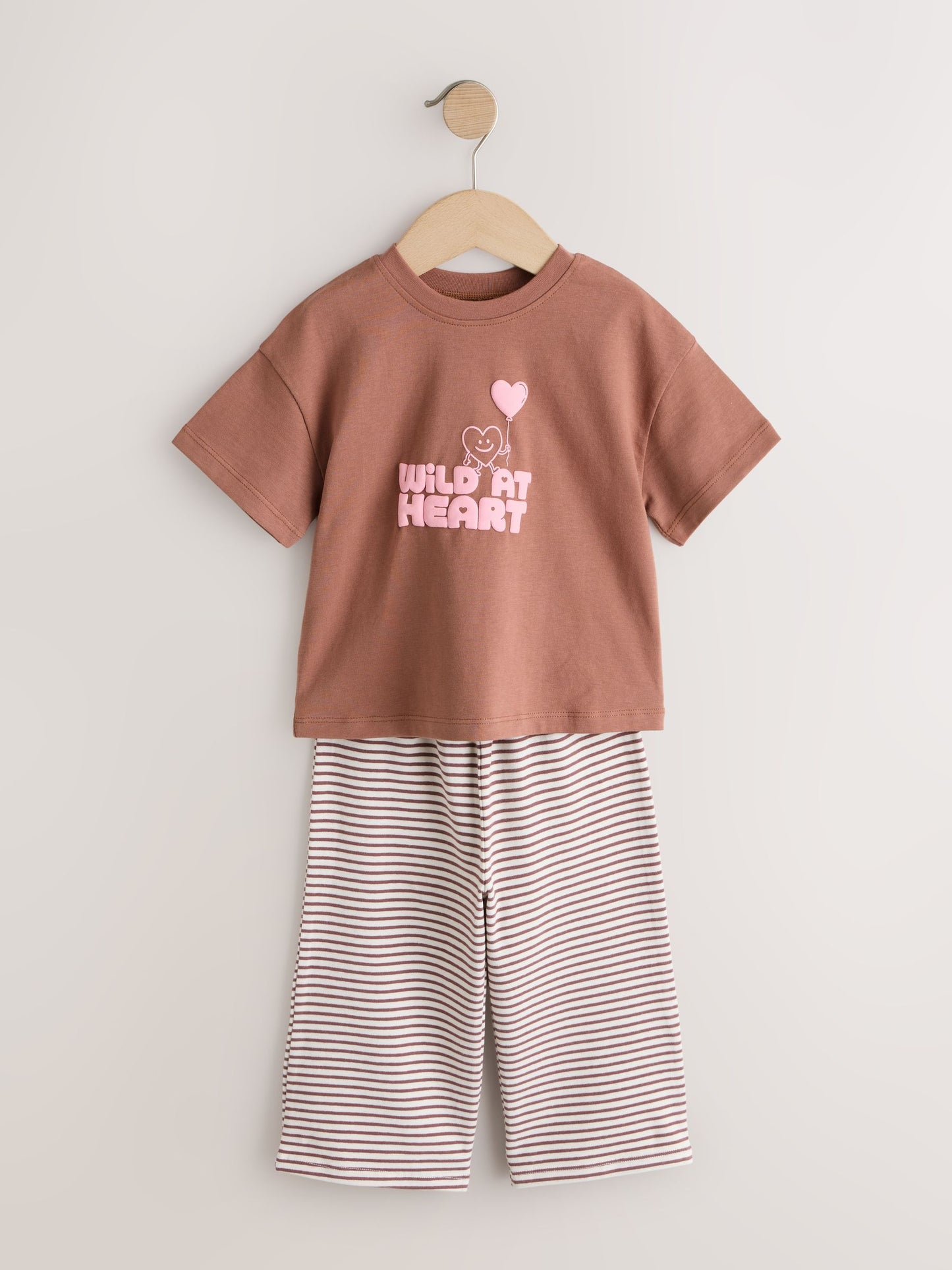 Dsiney Kidz - Brown Heart Stripe Short Sleeve T-Shirt and Wide Leg Trousers Set (3mths-7yrs) image 5