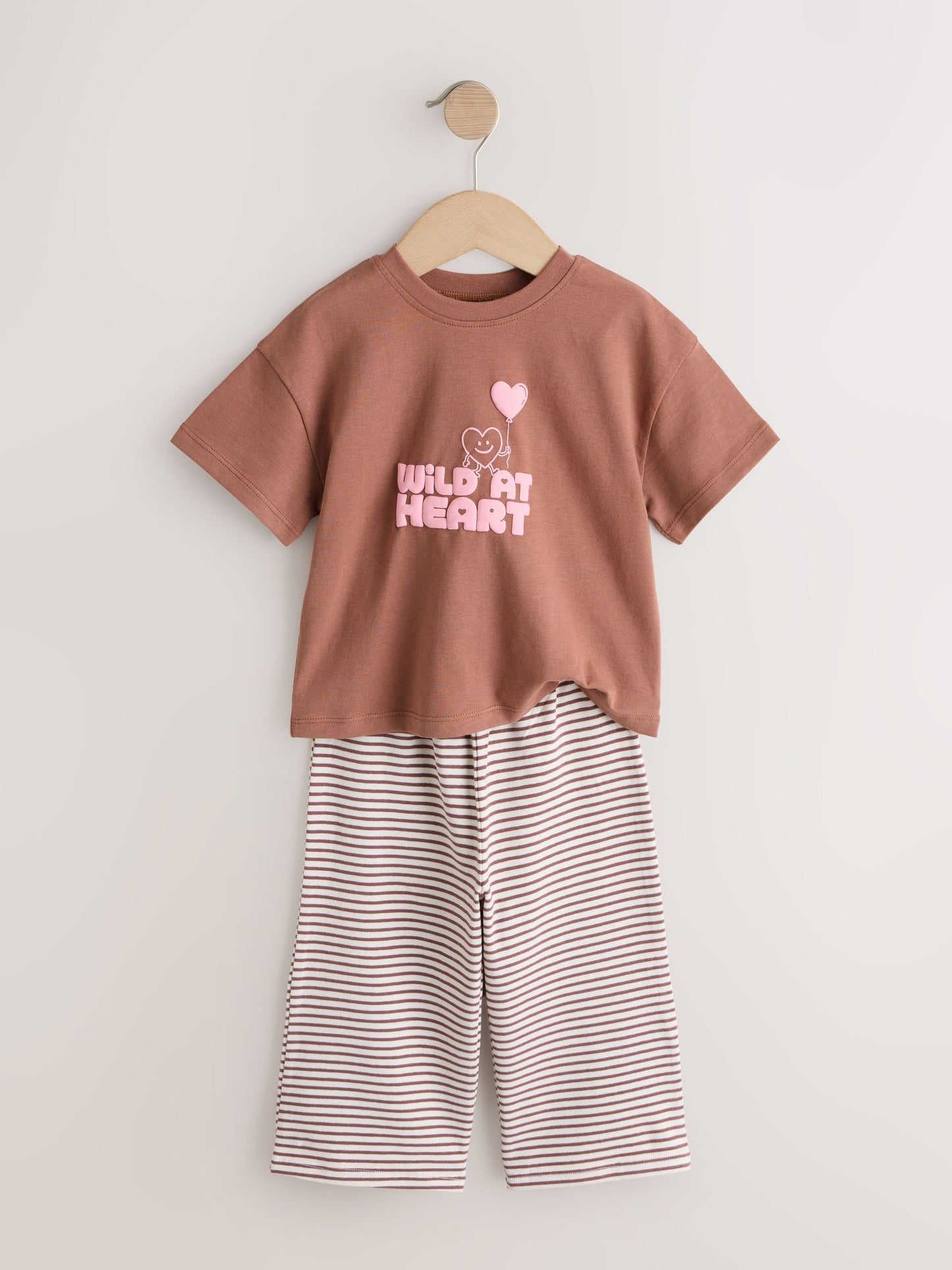 Dsiney Kidz - Brown Heart Stripe Short Sleeve T-Shirt and Wide Leg Trousers Set (3mths-7yrs) image 6