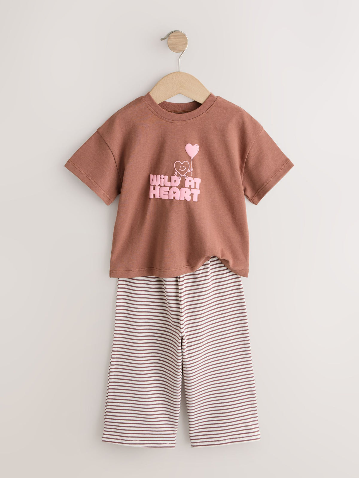 Dsiney Kidz - Brown Heart Stripe Short Sleeve T-Shirt and Wide Leg Trousers Set (3mths-7yrs) image 6