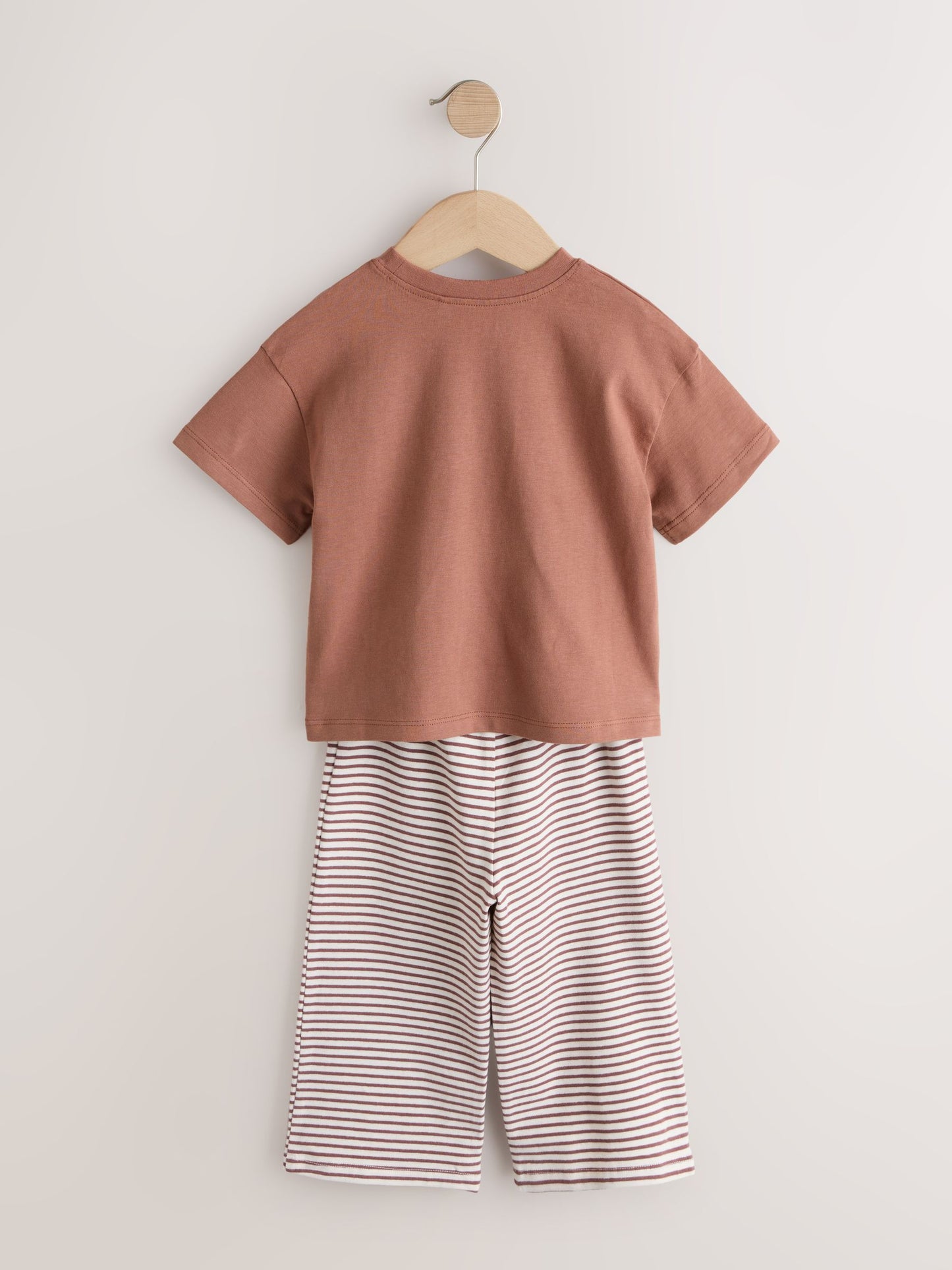 Dsiney Kidz - Brown Heart Stripe Short Sleeve T-Shirt and Wide Leg Trousers Set (3mths-7yrs) image 7