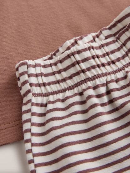 Dsiney Kidz - Brown Heart Stripe Short Sleeve T-Shirt and Wide Leg Trousers Set (3mths-7yrs) image 8