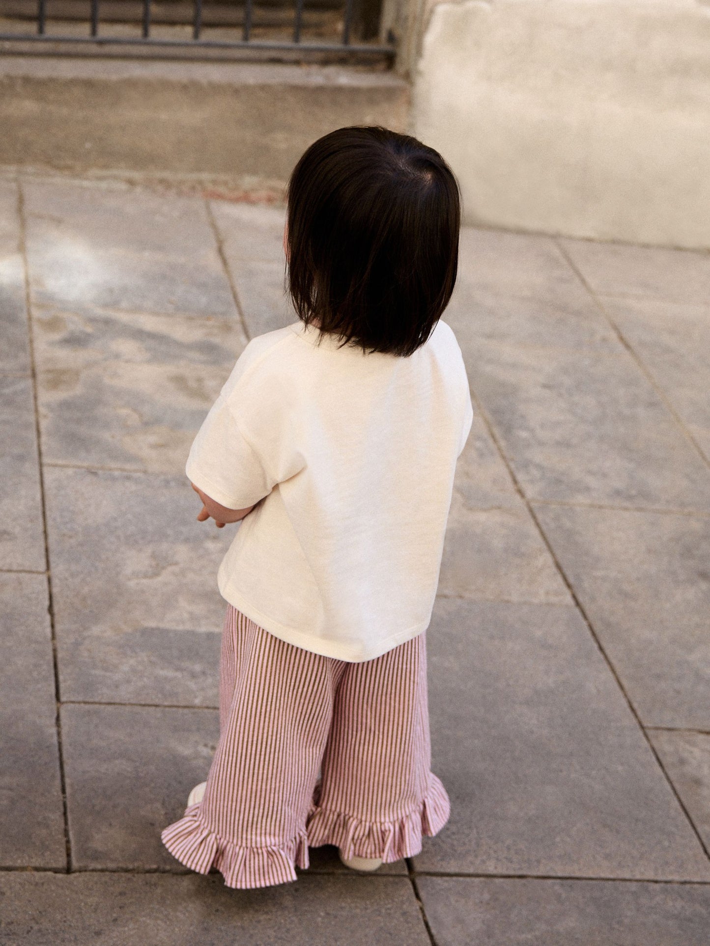 Dsiney Kidz - Ecru White Bunny Short Sleeve T-Shirt and Wide Frill Trousers Set (3mths-7yrs) image 2