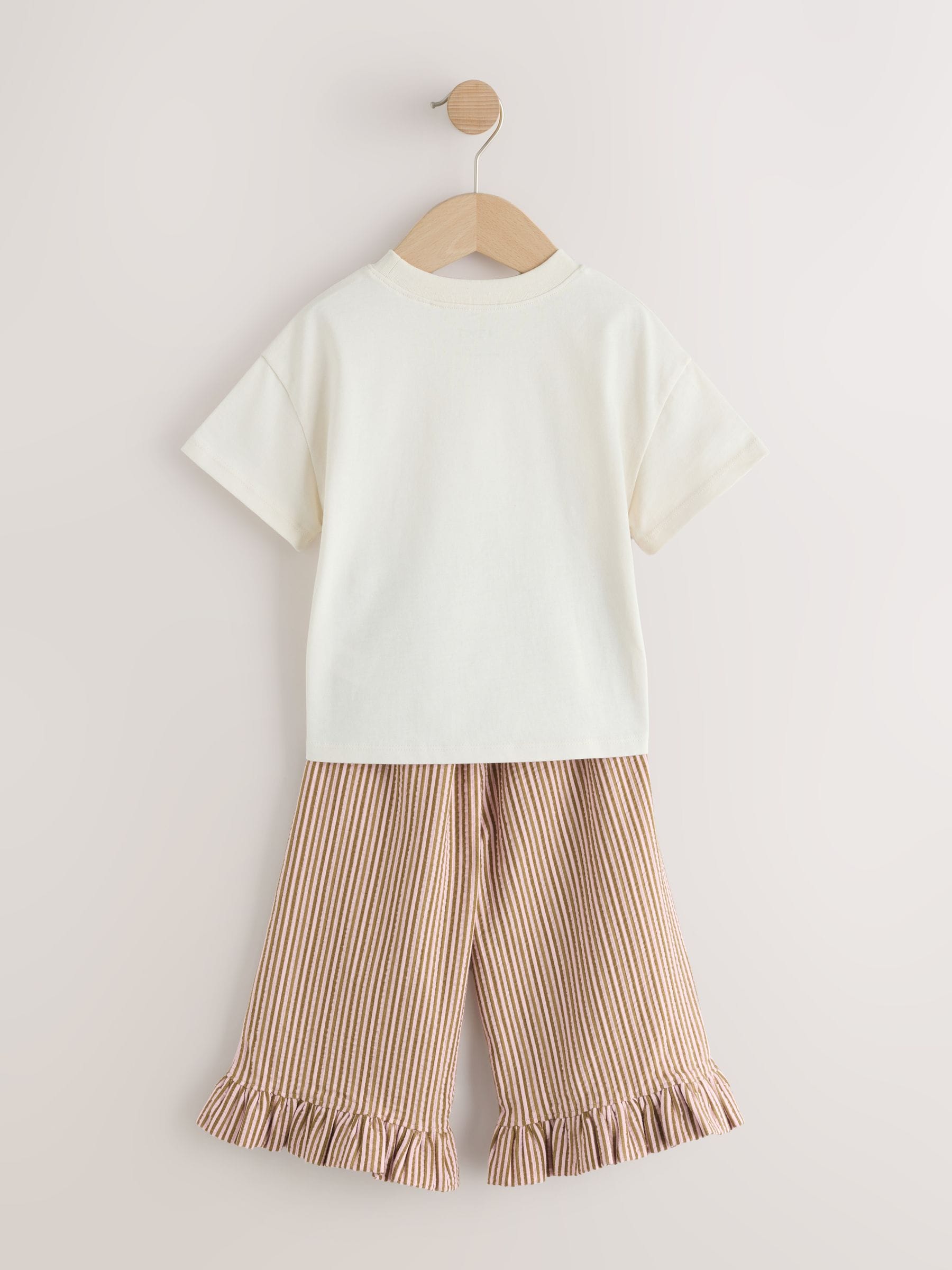 Dsiney Kidz - Ecru White Bunny Short Sleeve T-Shirt and Wide Frill Trousers Set (3mths-7yrs) image 7