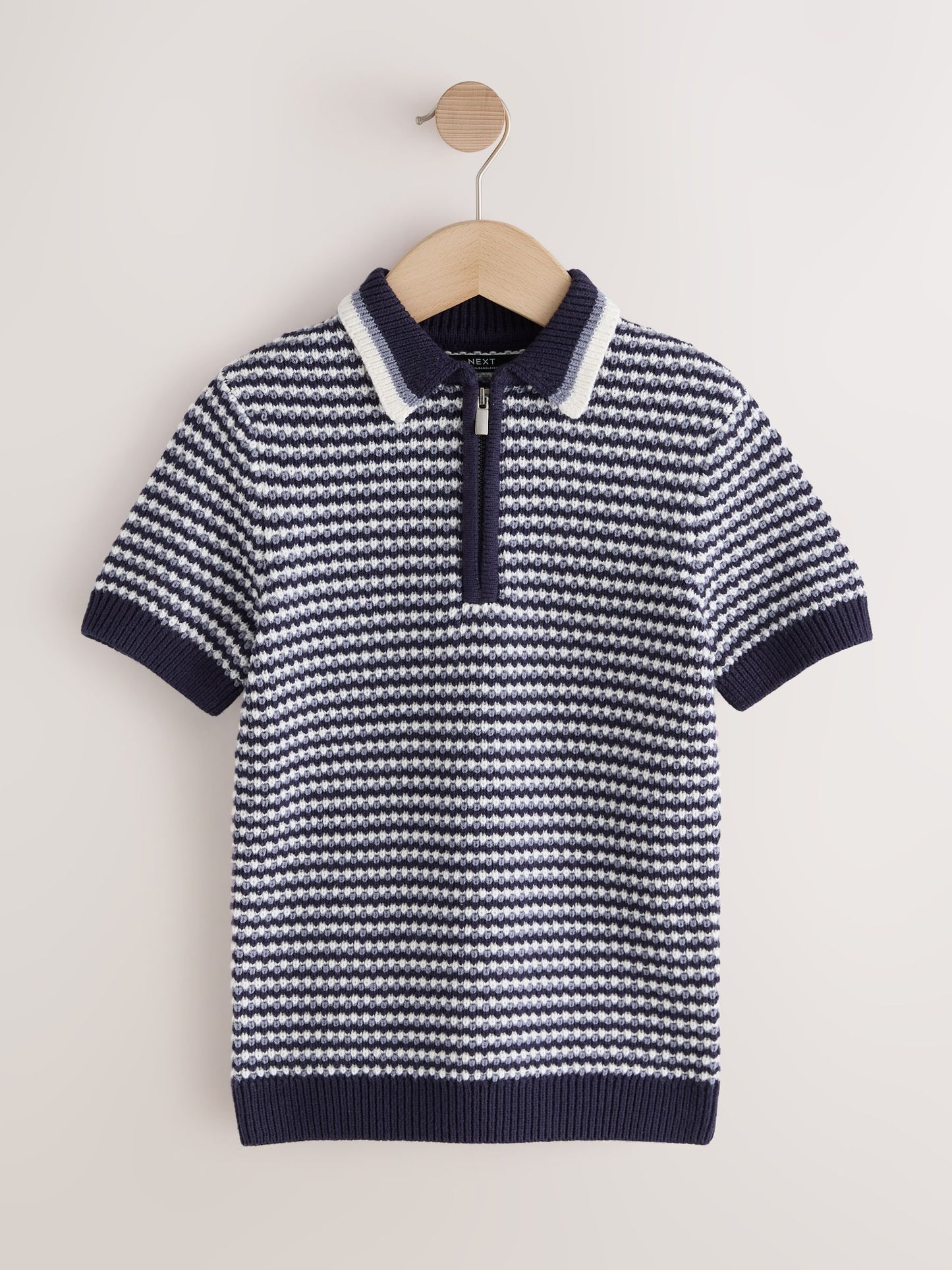 Dsiney Kidz - Navy/Blue Textured Knitted Polo Shirt (3-16yrs) image 5